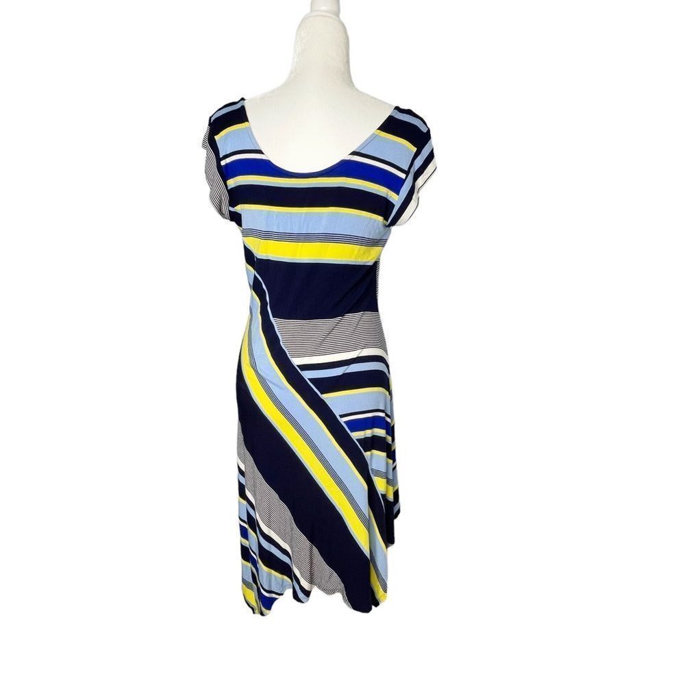 Spense Striped Maxi Dress in Navy, Yellow & Light Blue